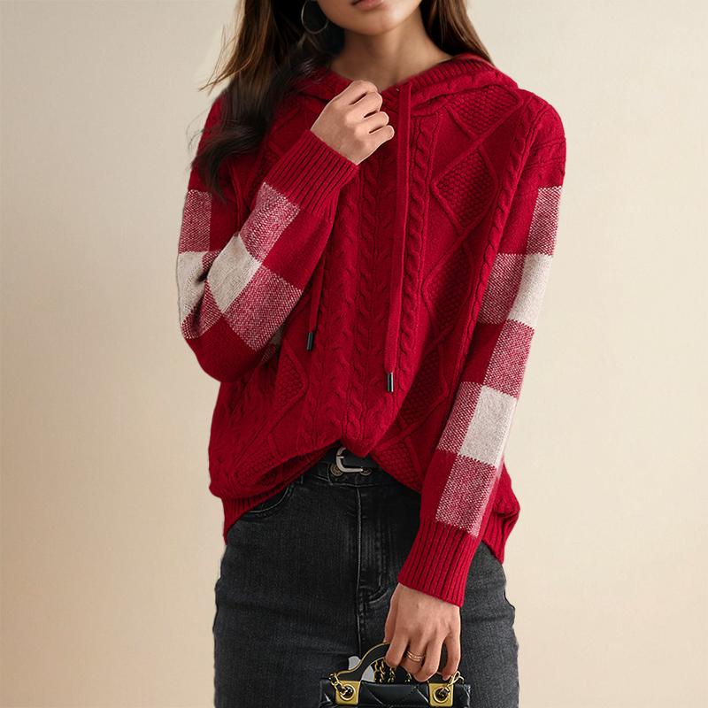 Fleur | Pullover mit Jacquard-Kapuze