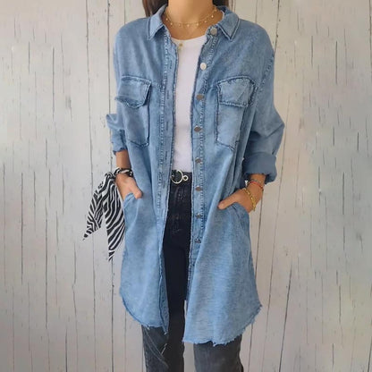 SANDRA / FAUX-DENIM LAPEL JAS