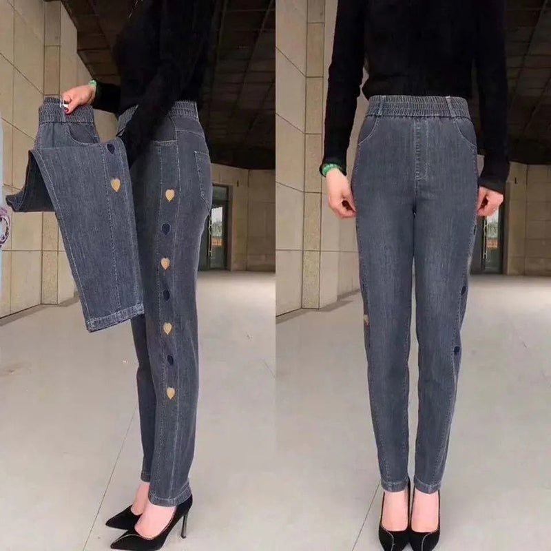 LEONORA / BESTICKTE ELASTISCHE JEANS